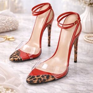 Elegant Red Leopard Print Stilettos
